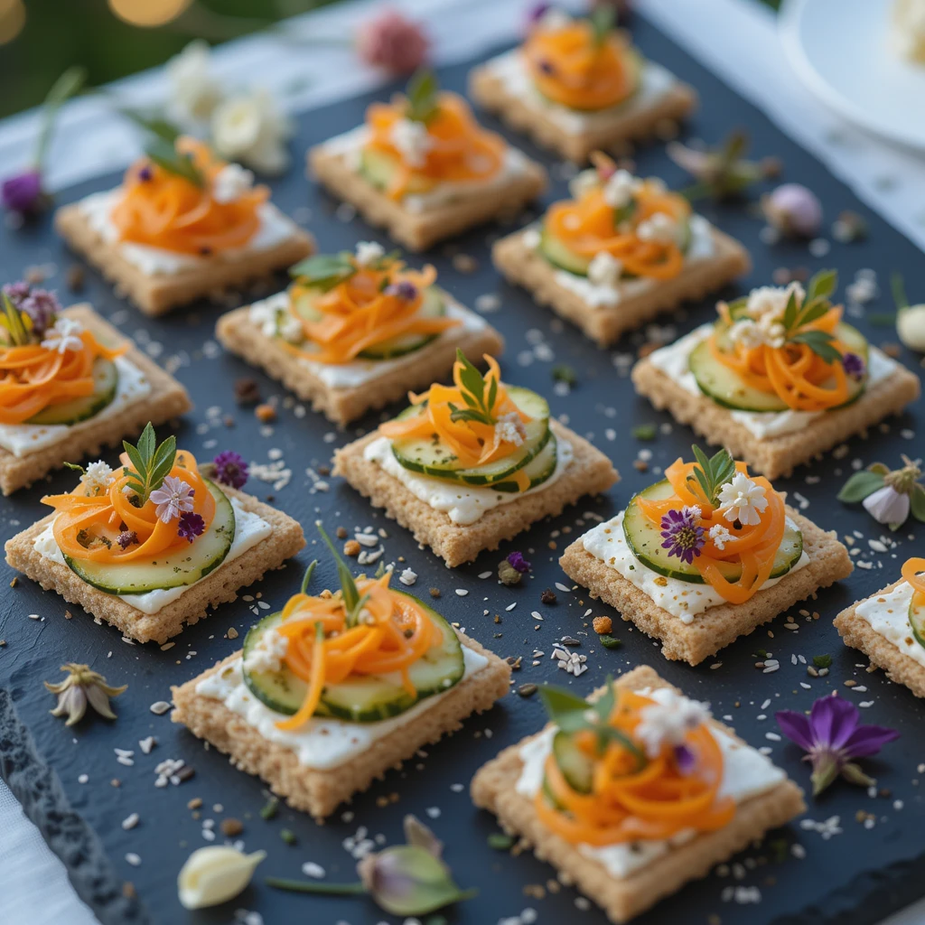 Floral Brunch Canapés Styled Like a Magazine Cover (Ideal for Pinterest, editorial spreads, or portfolio content) Brunch Recipe: 3 Ways to Impress with Floral Bites