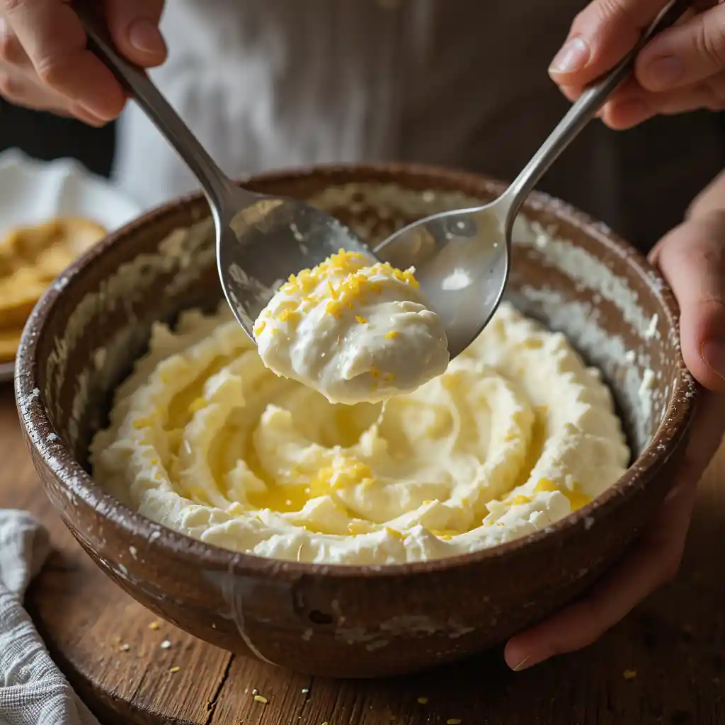 Creamy Citrus Cheese Blend in the Making (Capturing hands-on preparation with cozy, artisanal charm) Brunch Recipe: 3 Ways to Impress with Floral Bites