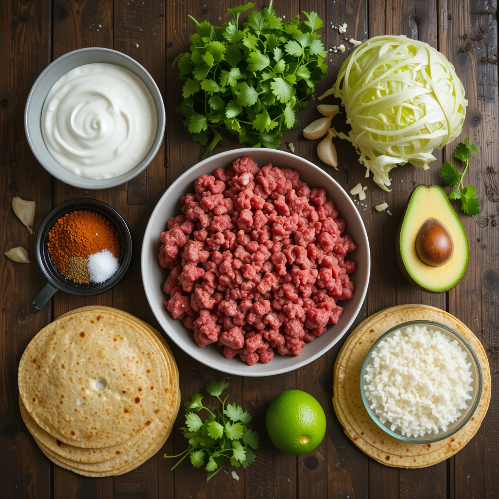 Healthy beef taco recipe ready in 20 minutes! Get 25g protein per serving with lean beef, avocado slaw, and Greek yogurt. Perfect for busy weeknights